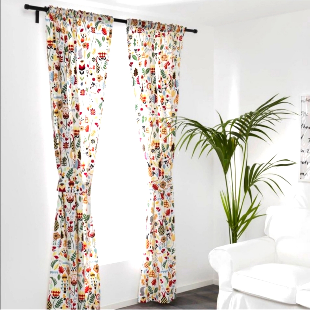 Ikea Rodarv Curtains (2) Rare No Tie Backs